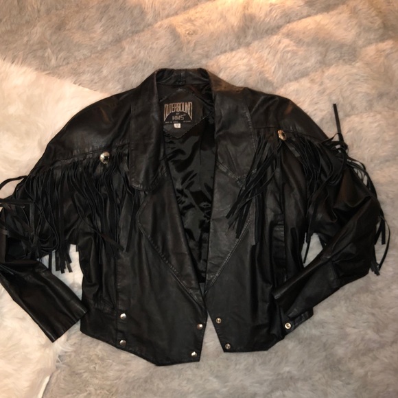 Jackets & Blazers - Ladies Size Small Genuine Leather Fringe Jacket